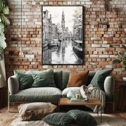 Amsterdam Canal Scene Classic Travel Poster