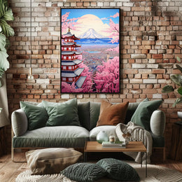 Cherry Blossoms And Pagoda Poster