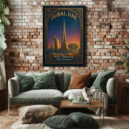 Dubai Skyline Vintage Architecture Modernity Poster
