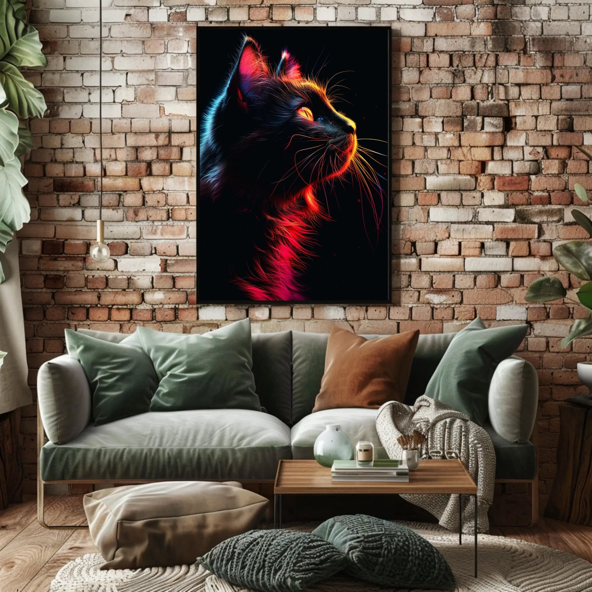 Neon Cat Portrait Poster