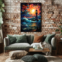 Lighthouse At Dusk Poster