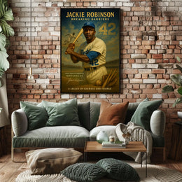 Jackie Robinson Vintage Baseball Sports Poster