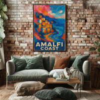 Amalfi Coast Poster Wall Art Print 18x24 Coastal Decor
