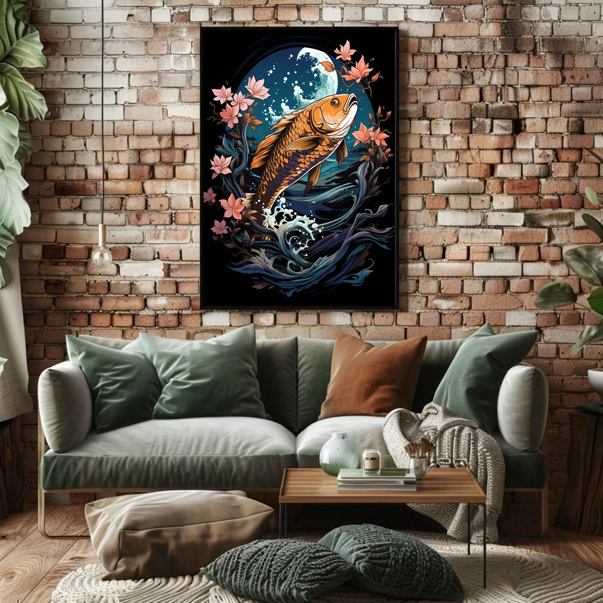 Koi Fish Moonlit Harmony Art Poster