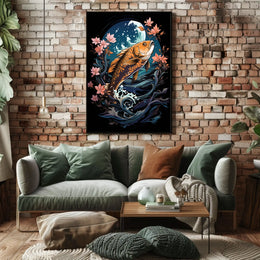Koi Fish Moonlit Harmony Art Poster
