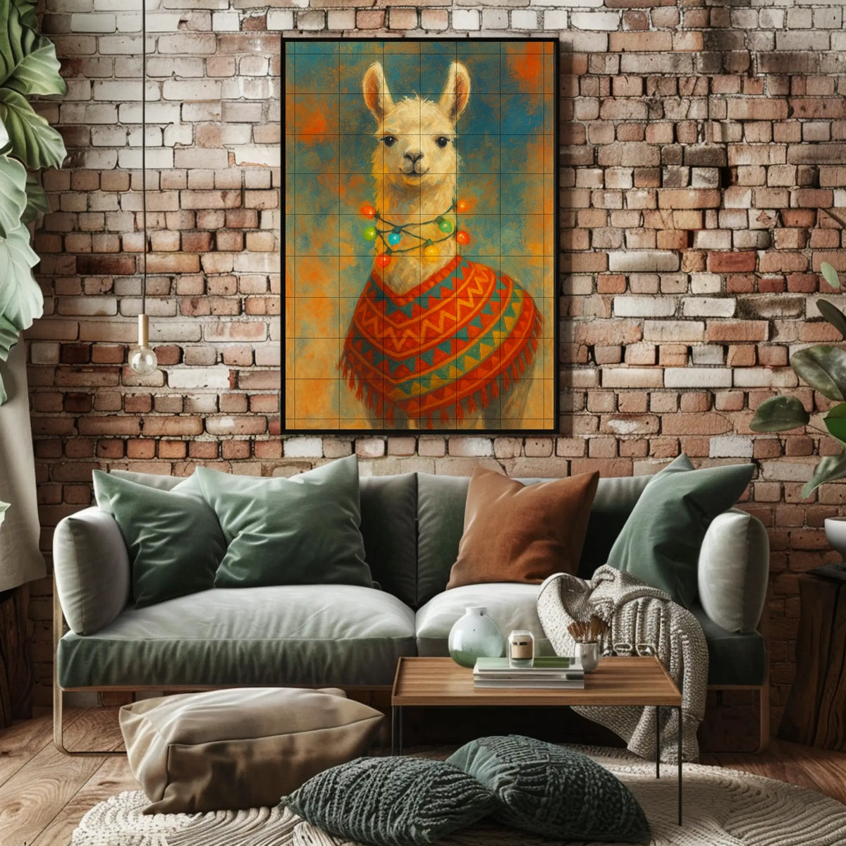 Festive Llama Portrait Poster