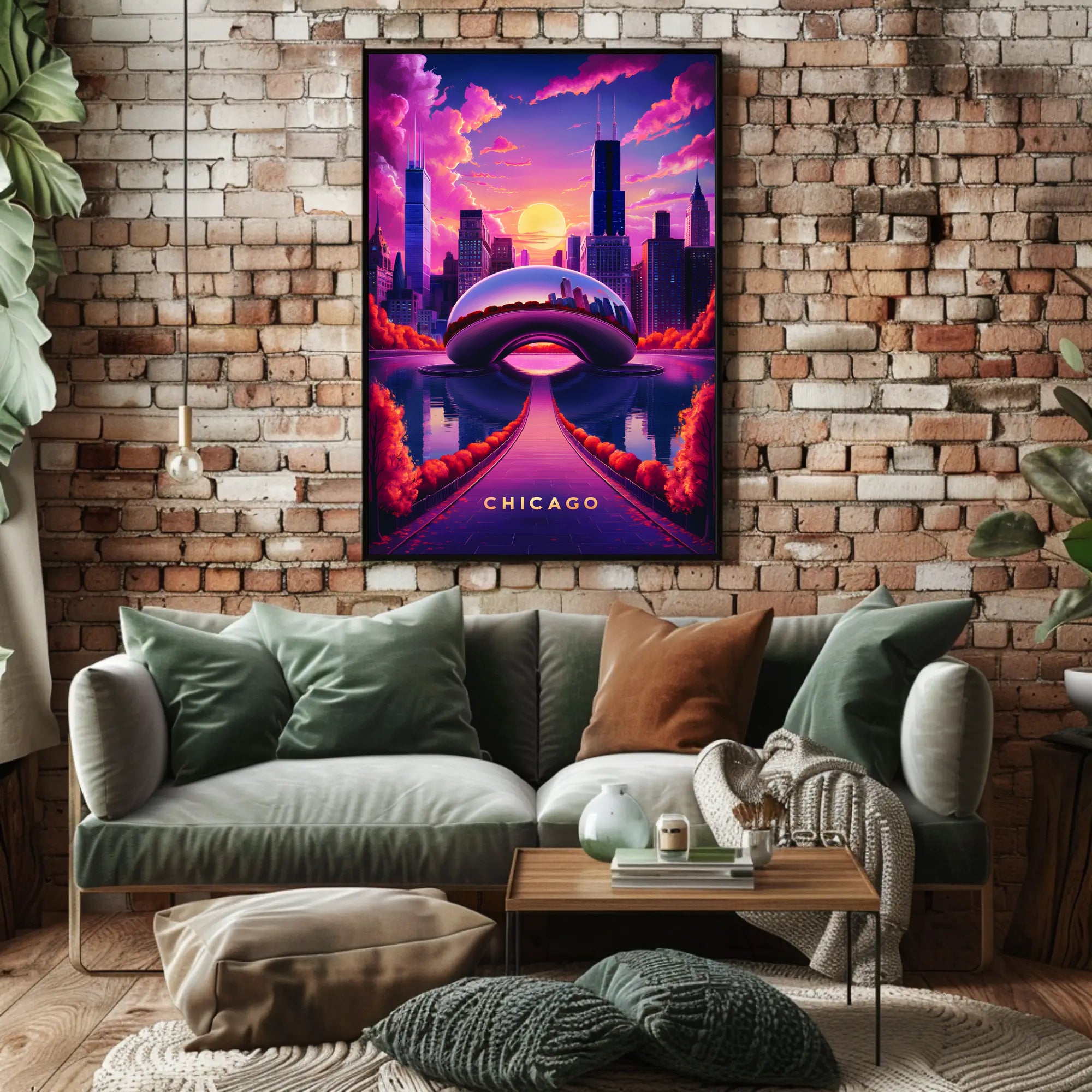 Dreamy Chicago Sunset Poster