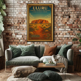 Uluru Vintage Travel Poster Wall Art Print