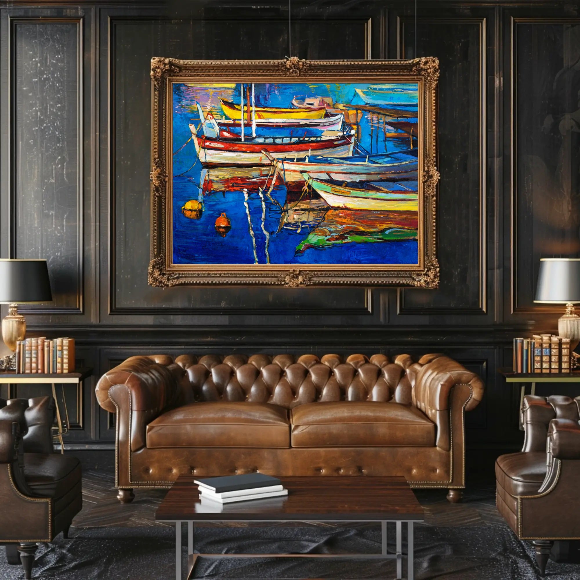 Colorful Boats on Tranquil Waters Poster