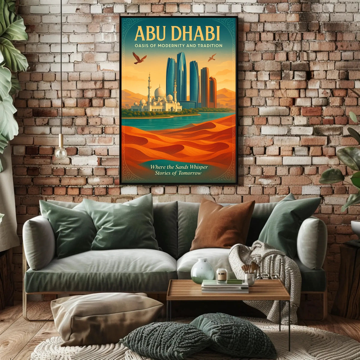Abu Dhabi Modern Tradition Cityscape Travel Poster