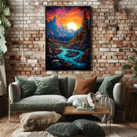 Vibrant Mountain Sunset Poster PosterGoat