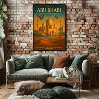 Abu Dhabi's Iconic Blend: Cultural Cityscape Travel Poster