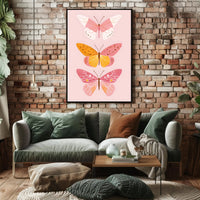 Butterfly Trio Modern Illustration Artistic Poster PosterGoat