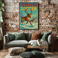 Reindeer Soccer Festive Winter Wonderland Poster