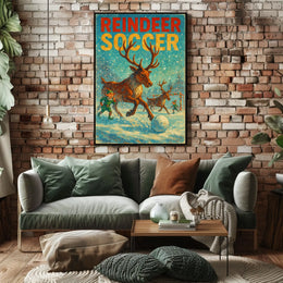 Reindeer Soccer Festive Winter Wonderland Poster