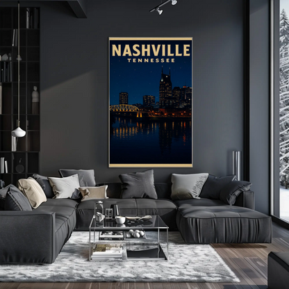 Nashville Tennessee City Night Skyline Poster Poster