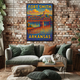 Fort Smith Arkansas Bridge Vintage Art Collector Poster