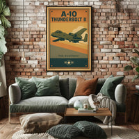 A-10 Thunderbolt II Vintage Military Aircraft Poster