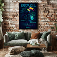 Brazilian Wildlife Adventure: Neon Rainforest Art Poster