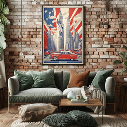Historic New York Cityscape Poster Vintage Wall Art
