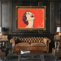 Joyful Vintage Laughter Poster with Red Background