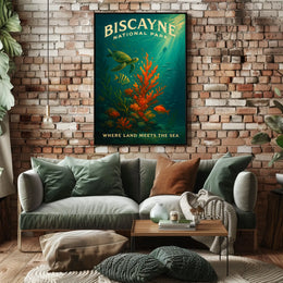 Underwater Scene Marine Life Biscayne National Park Coral Reef Poster