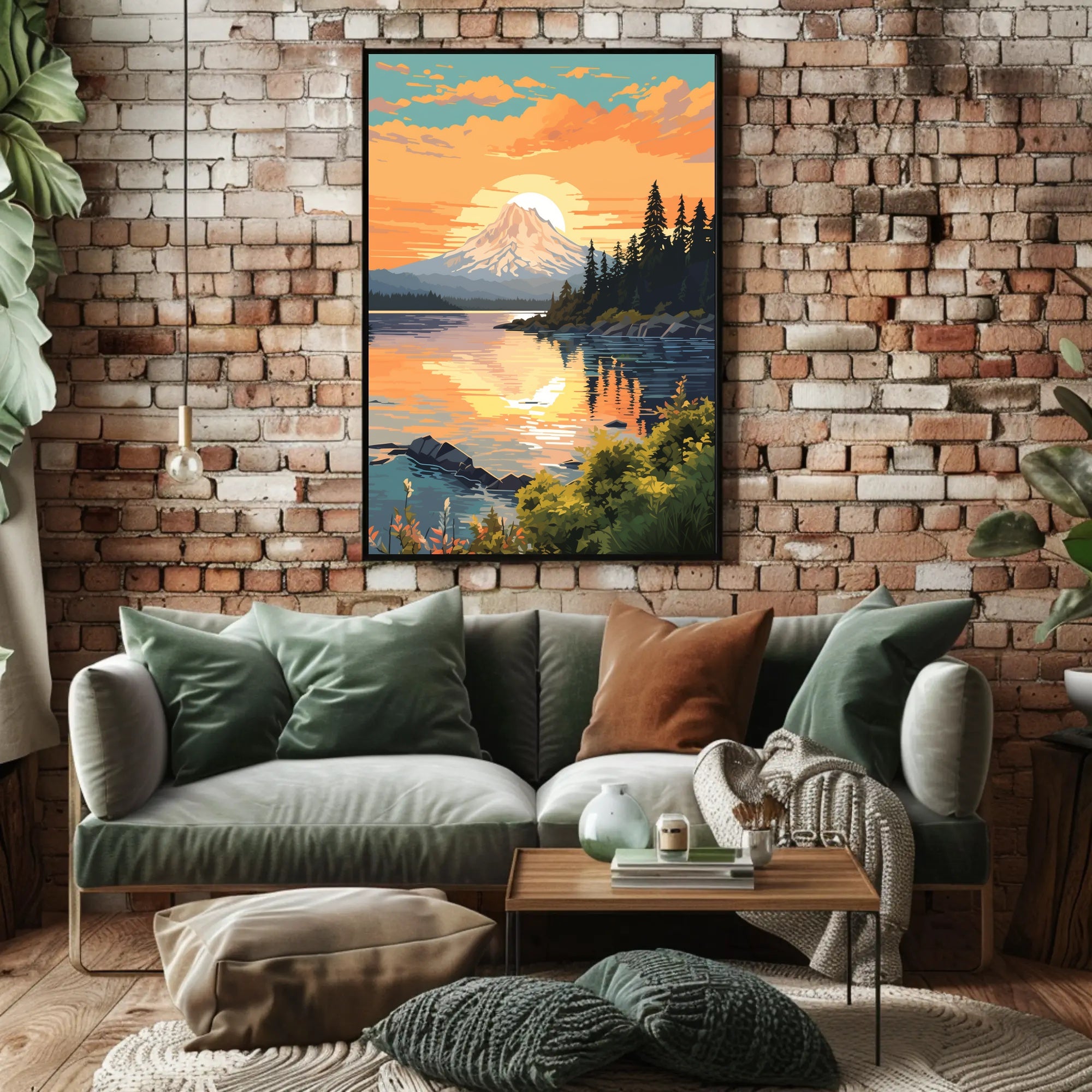 Serene Mountain Sunset Poster PosterGoat