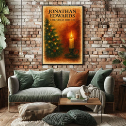 Warm Christmas Setting, Ornaments and Candle Art Poster