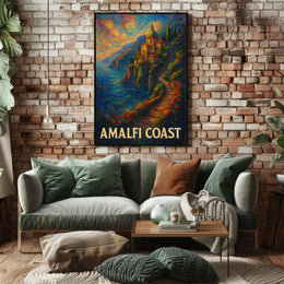 Amalfi Coast Poster Art Print 18x24 Coastal Decor Wall Art