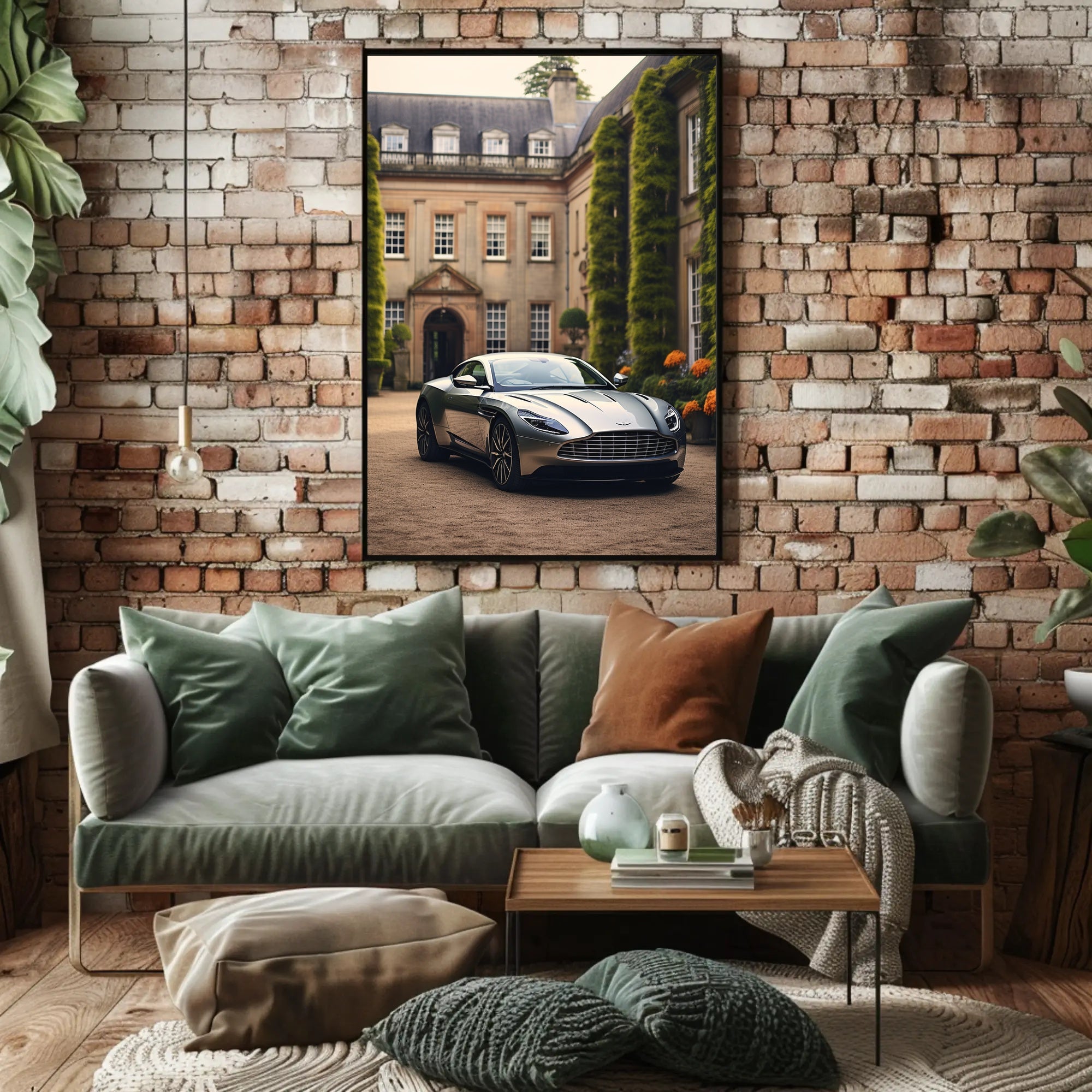 Luxury Sports Car Mansion Elegance Artistic Poster