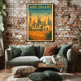 Abu Dhabi Oasis Vintage Travel Poster