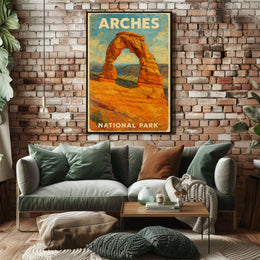 Arches National Park Adventure Landscape Wanderlust Desert Rock Formations Scenic Heritage Poster