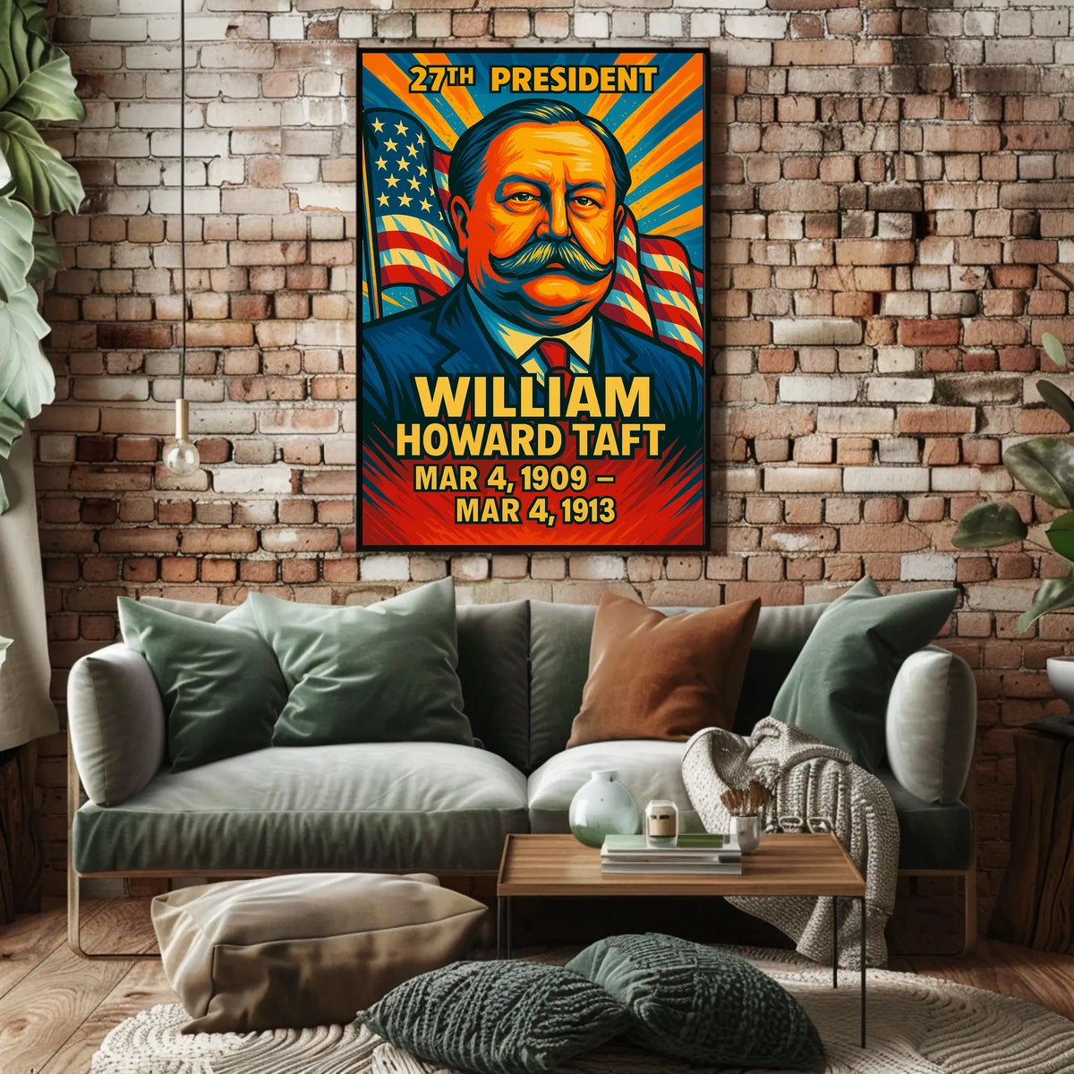 William Howard Taft 27th President of the United States Colorful Comic Book Style Poster