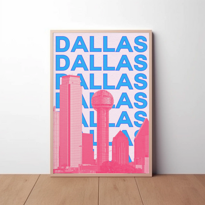 Dallas Texas Skyline Poster Retro Travel Poster