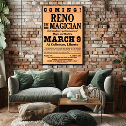 Vintage Magic Show Poster: Reno Performance Historical Poster