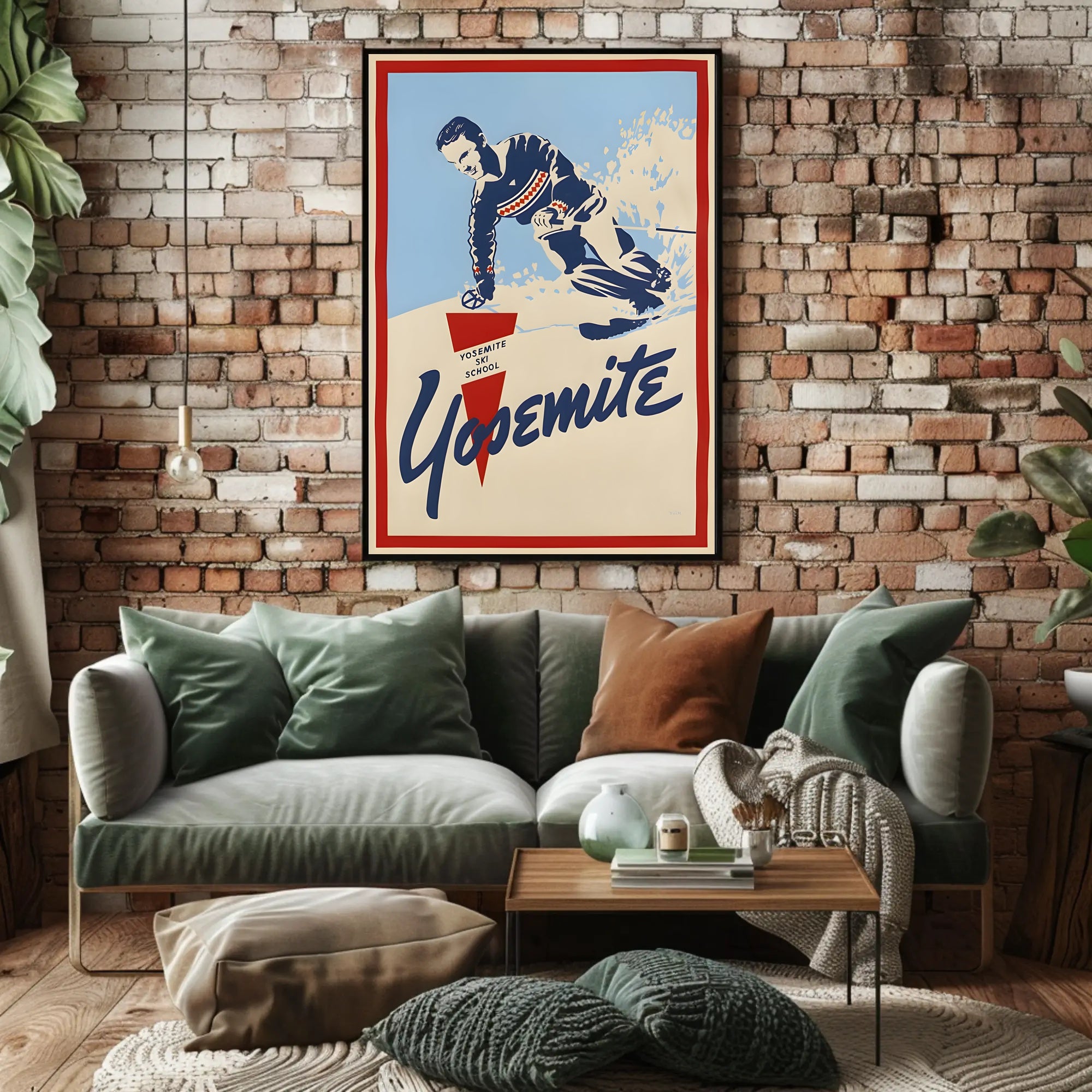 Yosemite Ski School Vintage-Style Sports Poster PosterGoat