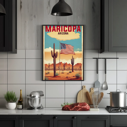 Maricopa Arizona Desert Flag Vintage Travel Poster
