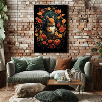 Autumn Squirrel Harvest Festive Wall Art Poster
