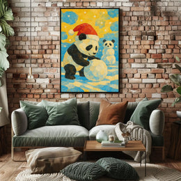 Festive Panda Winter Fun Poster