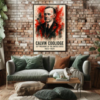 Calvin Coolidge Watercolor 1923-1929 Historical Presidential Poster