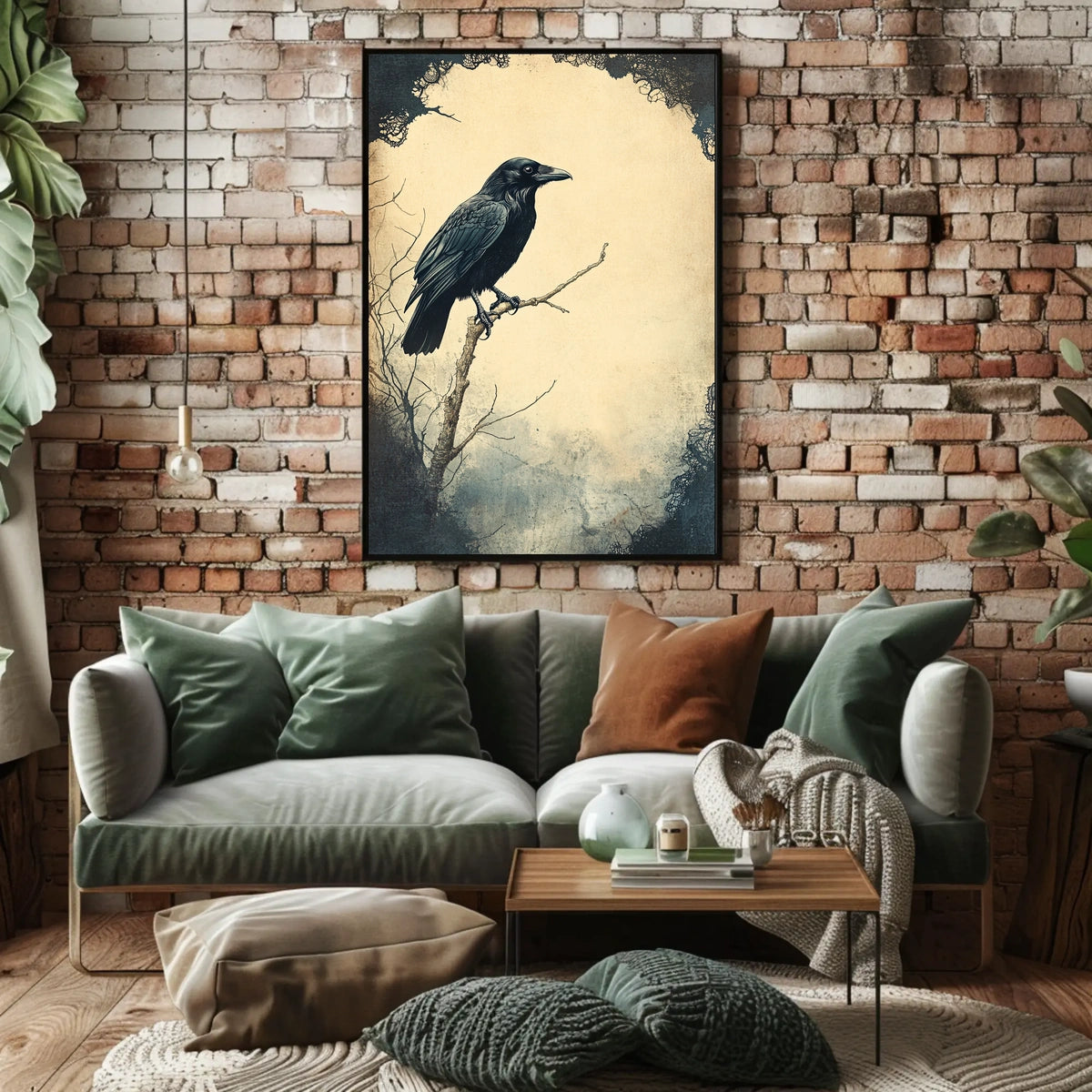 Mysterious Raven Illustrated Artistic Animal Poster