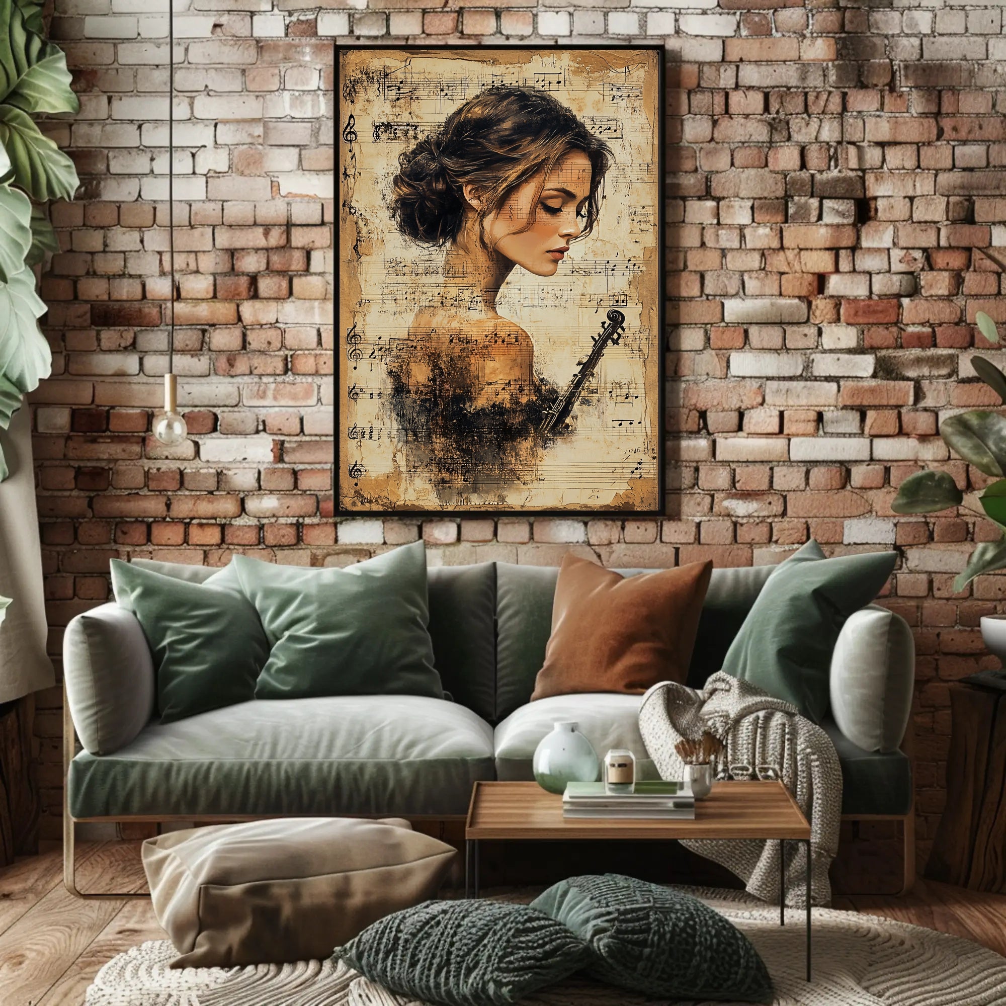 Elegant Violinist with Vintage Sheet Music - Music Poster