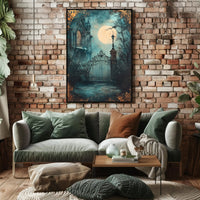 Moonlit Gothic Gate Poster