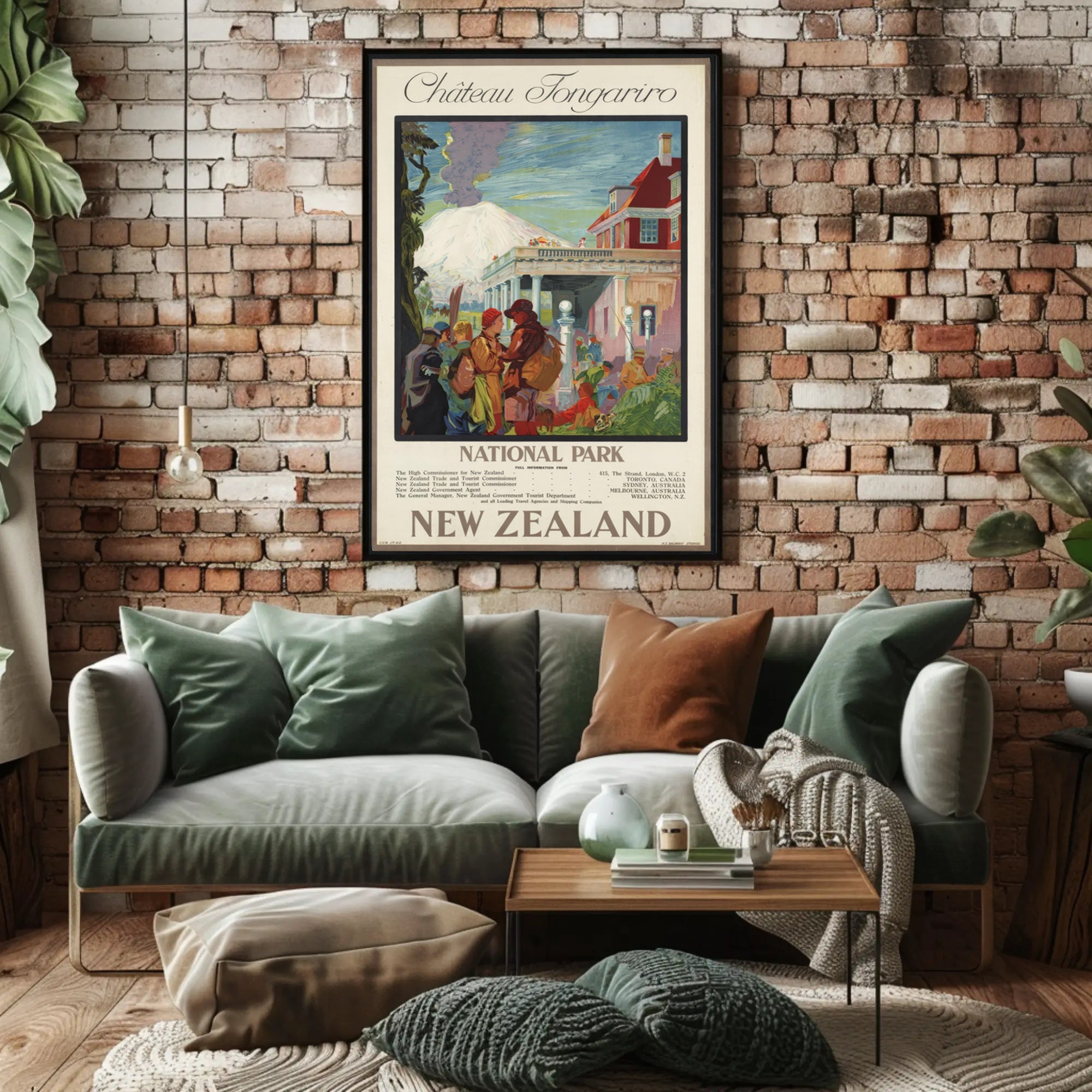 Chateau Tongariro Travel Poster Vintage New Zealand