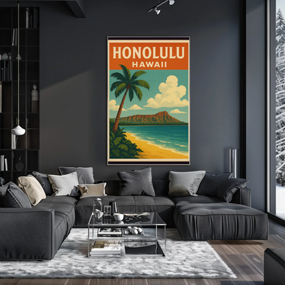 Honolulu Hawaii Diamond Head Beach View Poster