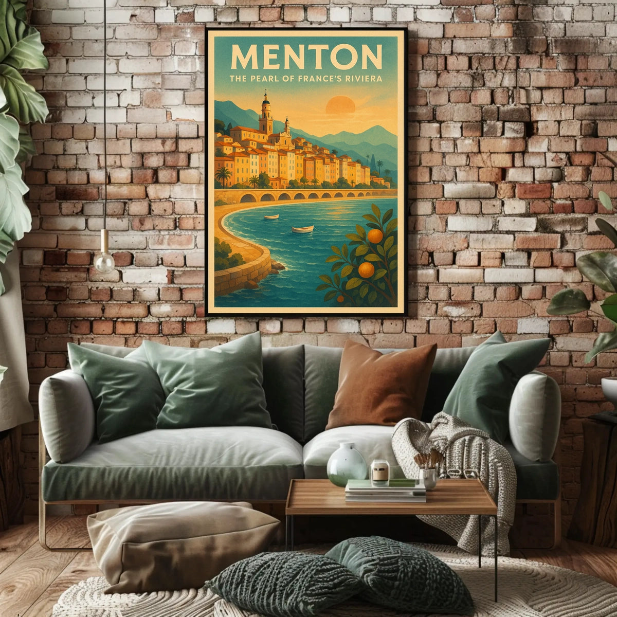 Menton Riviera Vintage Travel Poster: Coastal Elegance