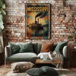 Mississippi Steamboat Journey Poster