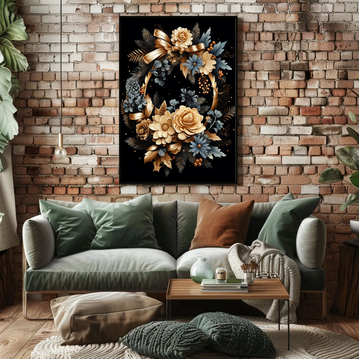 Luxurious Floral Wreath Artwork Print - Abstract or Artistic Poster