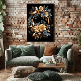 Luxurious Floral Wreath Artwork Print - Abstract or Artistic Poster