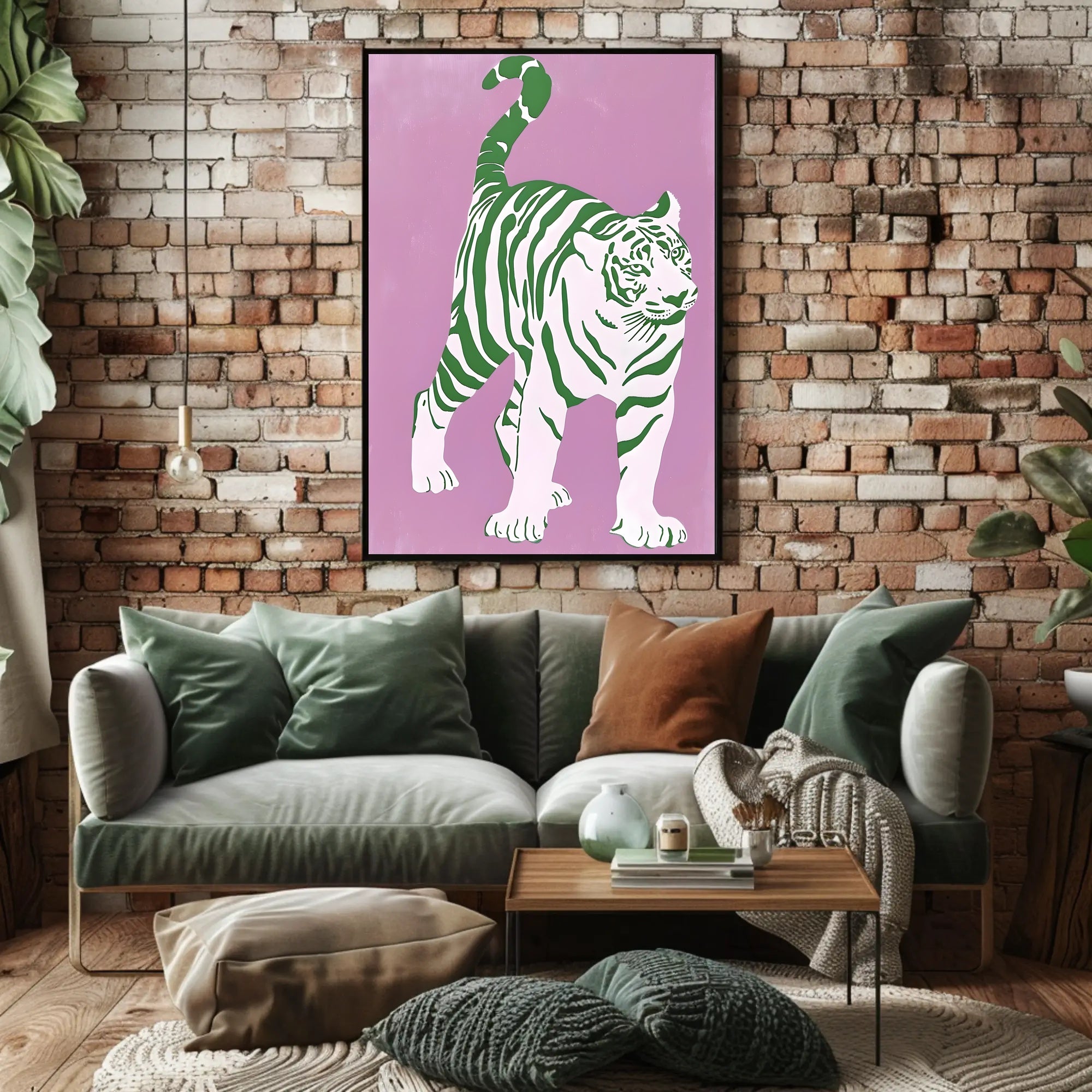 Green Striped Tiger Poster